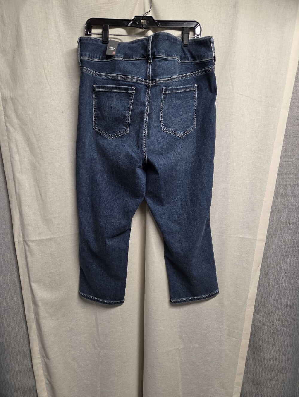 torrid Dark Indigo Cropped Jeans with Triple Button Waist - Picture 3 of 14